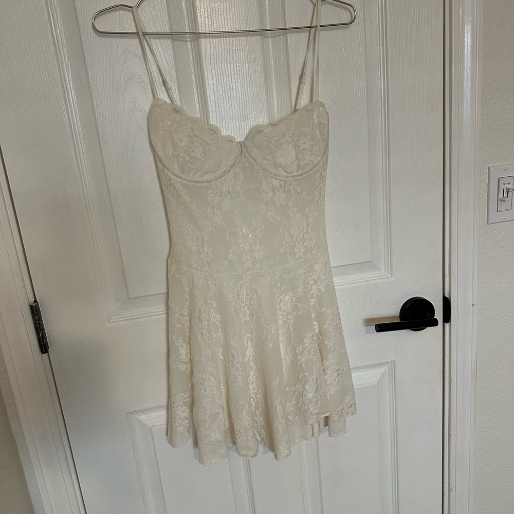 Short White Lace Dress with Corset